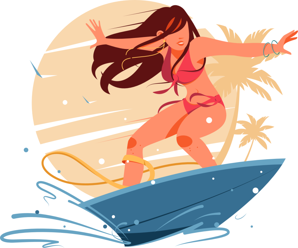 Jeune femme qui fait du surf